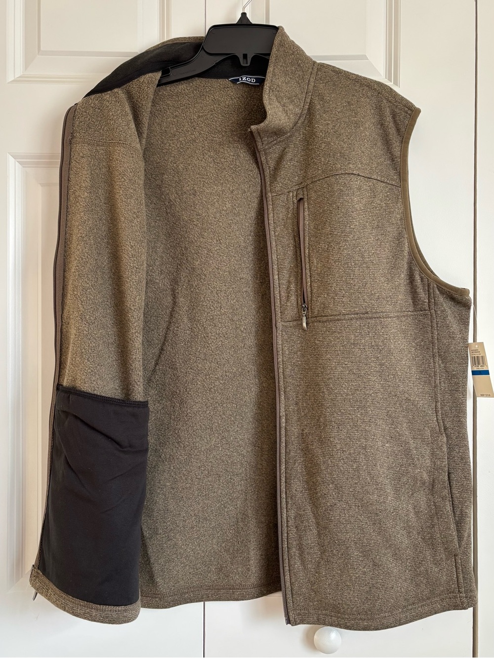 Men's Brown Full-Zip Fleece Vest - Picture 6 of 6
